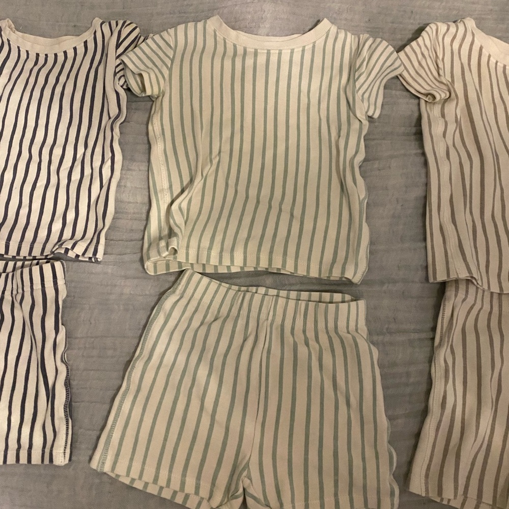 Set of 5 Pehr Organic Cotton Stripes Away organic cotton shorts 2-3T Pajamas - Picture 5 of 13